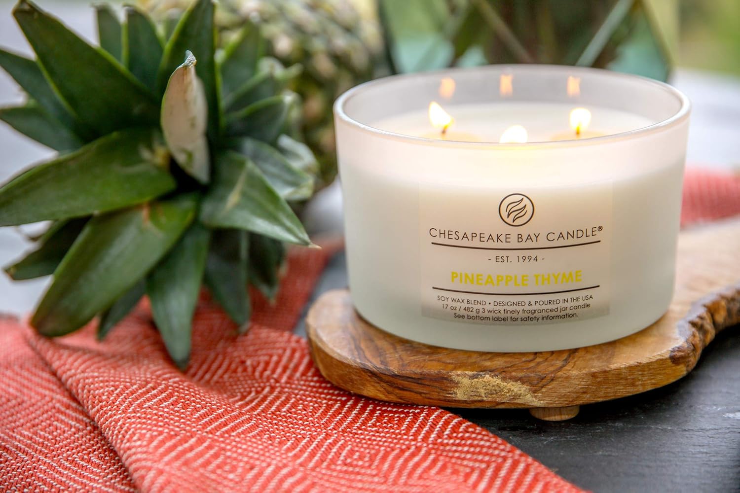 Candle 3 Wick Scented Candle Pineapple Thyme Coffee Table Jar