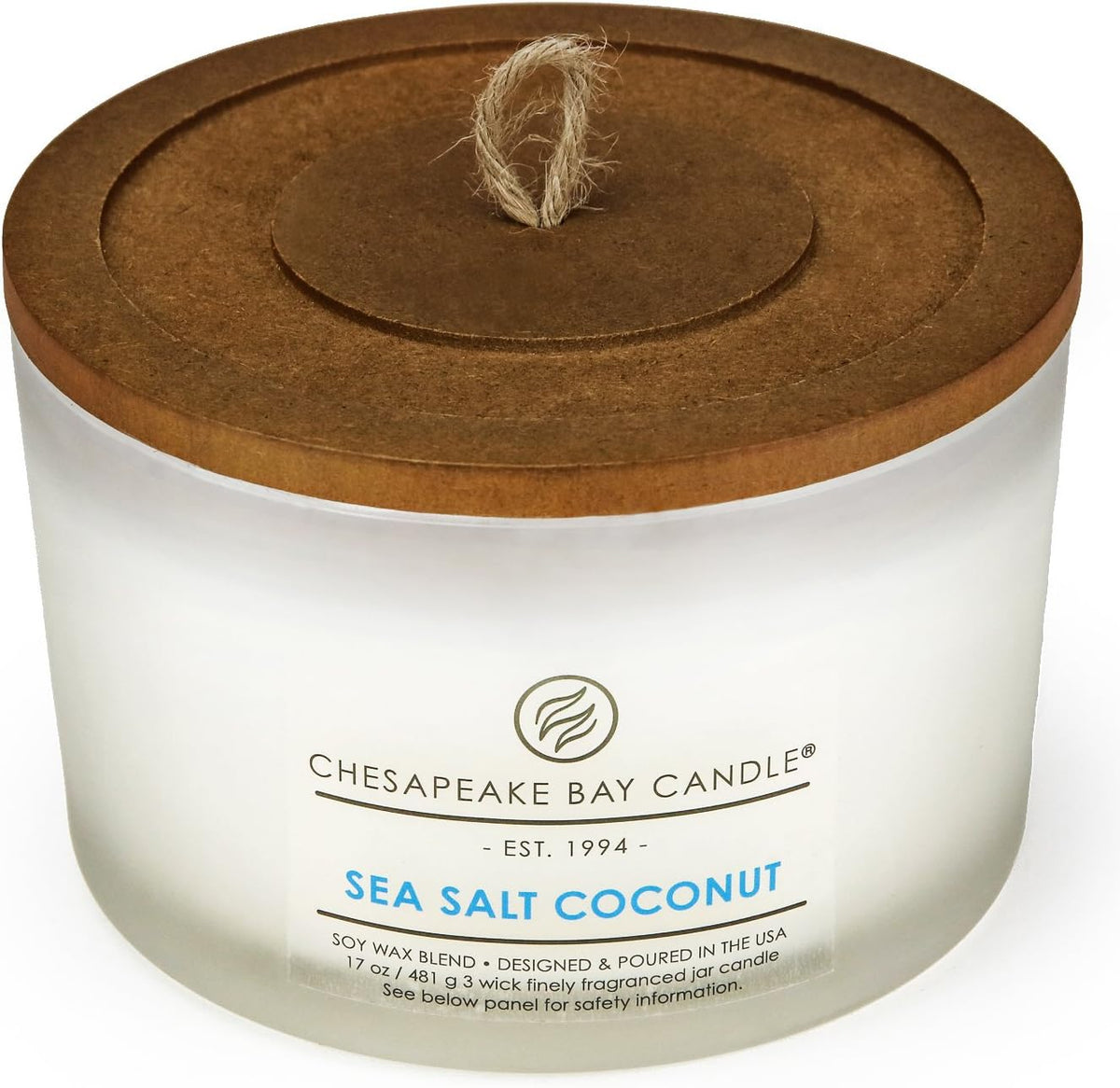 Candle 3 Wick Scented Candle Sea Salt Coconut Coffee Table Jar