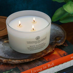 Candle PT18459 3 Wick Scented Candle White Gardenia Coffee Table Jar