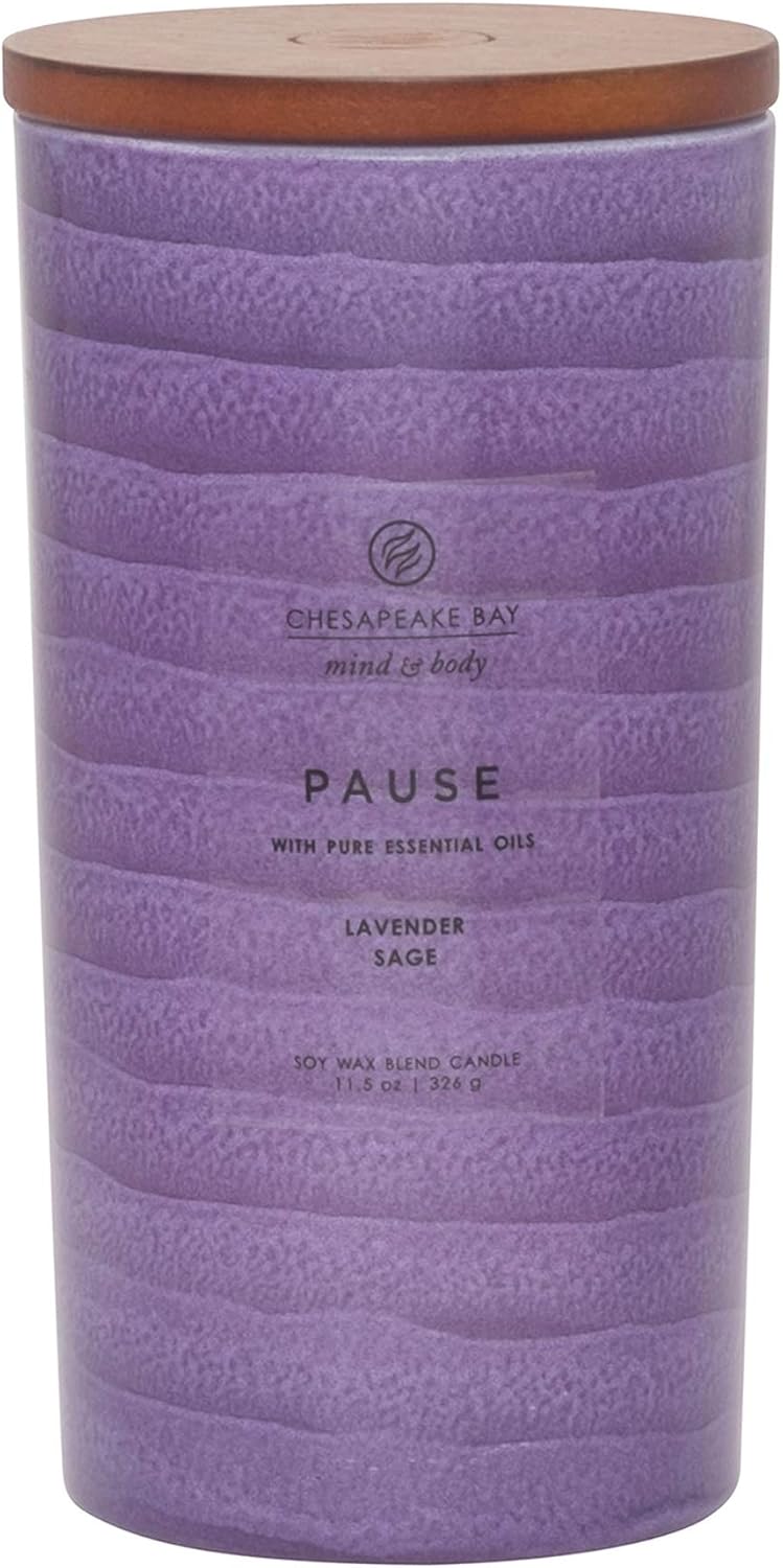 Candle Mind Body Serenity Scented Candle Pause with Pure Essential Oils Lavender and Sage Large