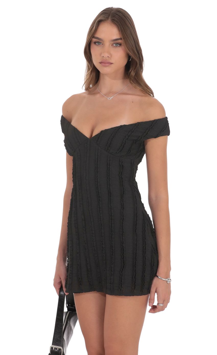 Off Shoulder Lace Dress in Black