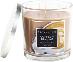 Aromascape PT41461 3 Wick Scented Jar Candle Coffee Praline 14 Ounce