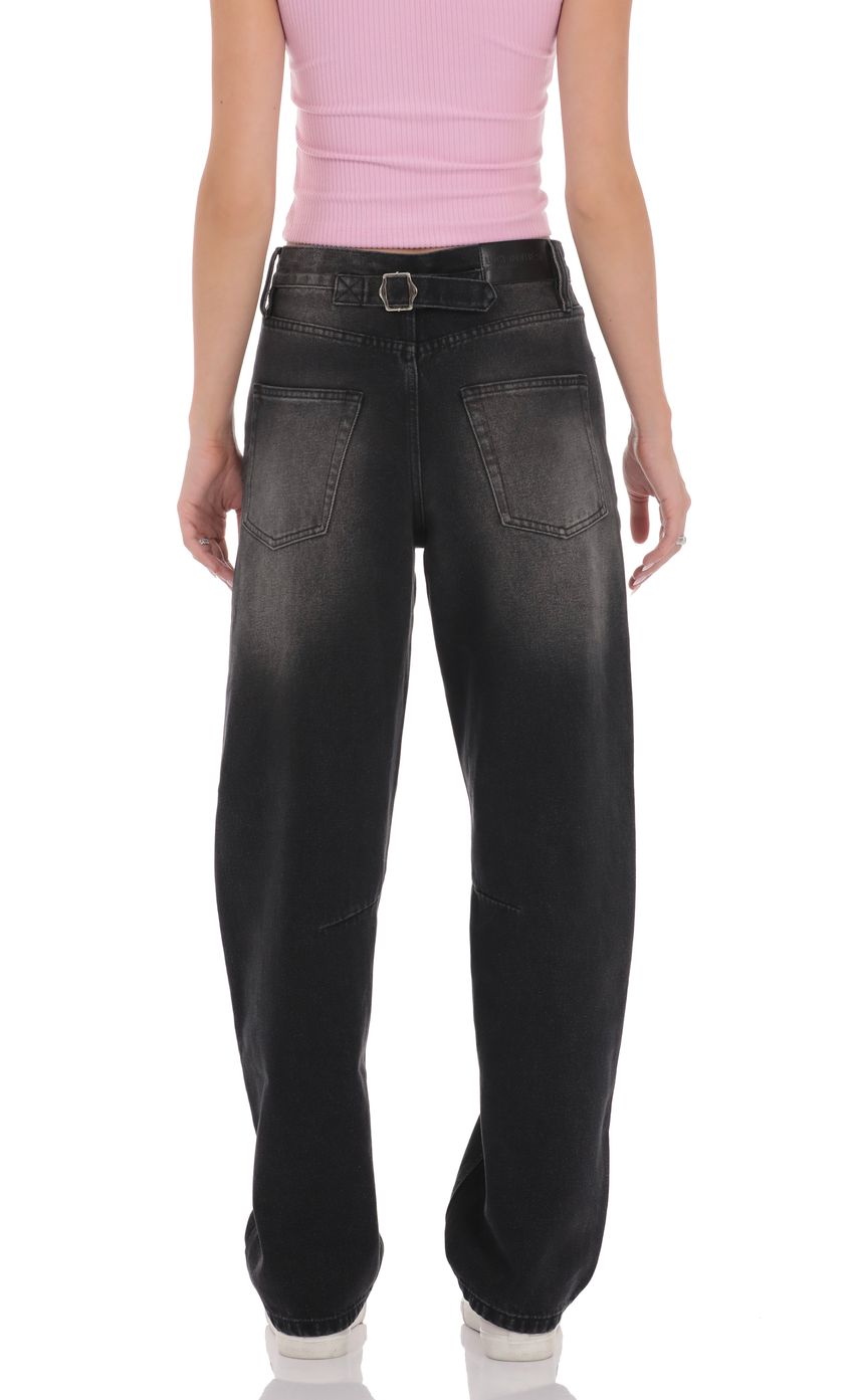 Distress Barrel Jeans in Faded Black