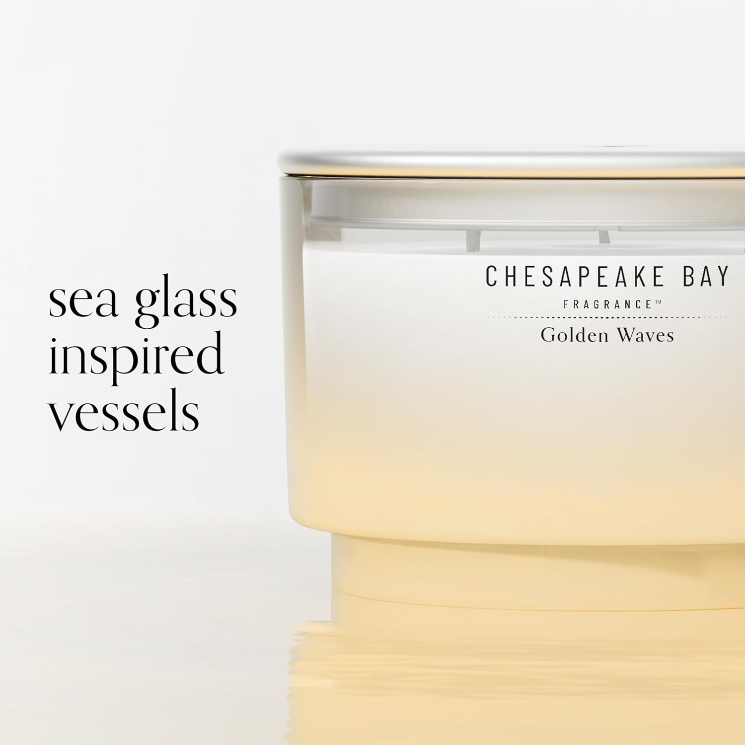 145oz Golden Waves Scented Candle Mood Evoking Fragrance Sea Glass Inspired Jar Premium Soy Blend Wax with Essential Oils Coastal Fragrance for Home Décor or Gifting