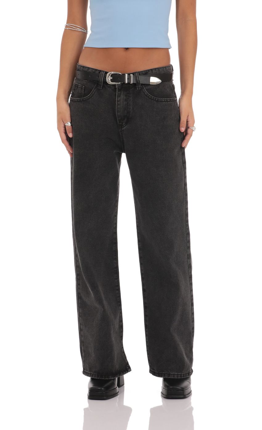 Straight Leg Jeans in Black Denim