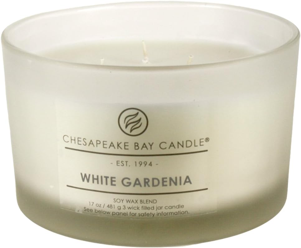 Candle PT18459 3 Wick Scented Candle White Gardenia Coffee Table Jar
