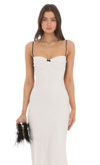 Open Back Two Toned Maxi Dress in White