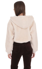 Fuzzy Zip Up Hoodie in Ivory