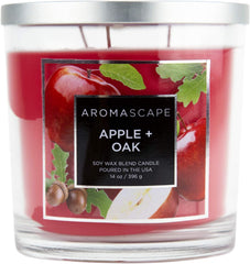 Aromascape 3 Wick Scented Jar Candle Apple Oak 14 Ounce