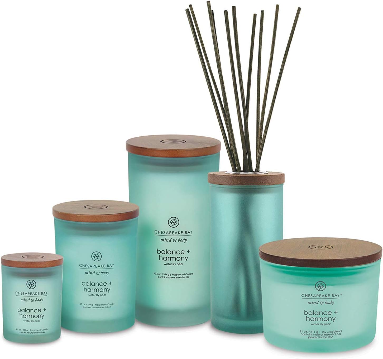 Balance Harmony Scented Candles Water Lily Pear Fragrance Medium Size Natural Soy Wax 50 Hours Burn Time Pack of 2