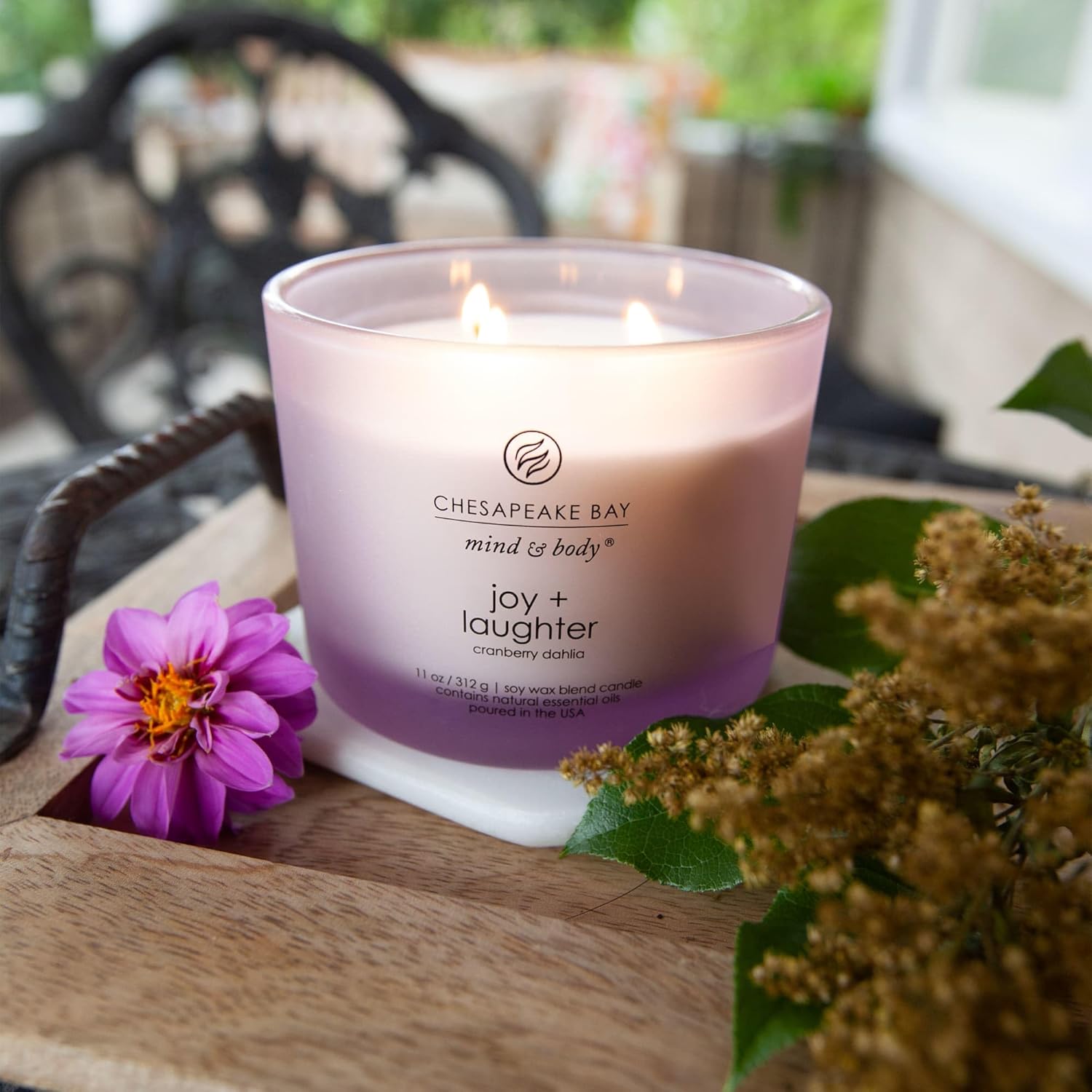 Candle Scented Candle Joy Laughter Cranberry Dahlia Coffee Table Home Décor