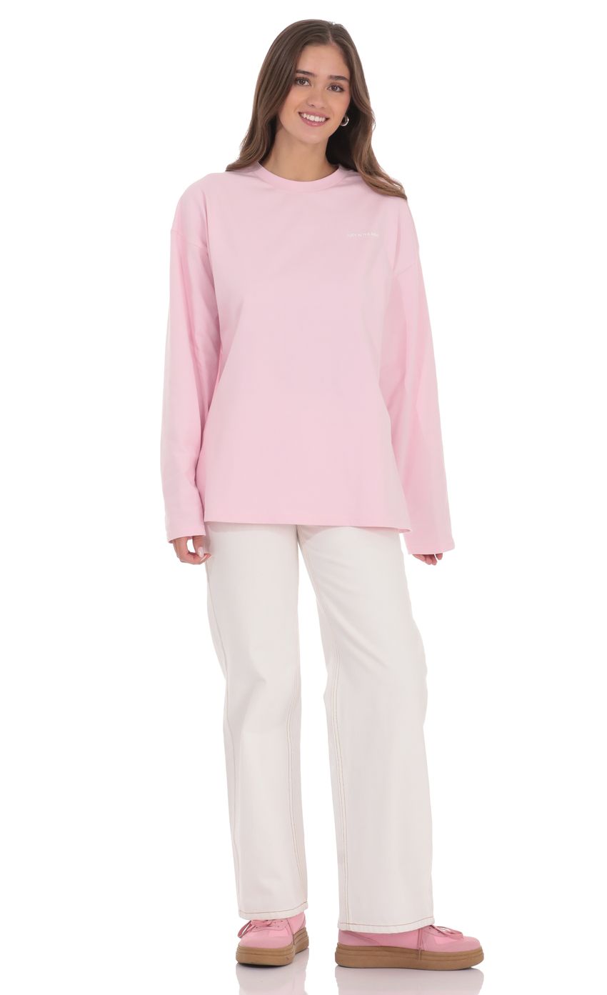 LA Graphic Crewneck Shirt in Pink