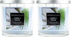 Aromascape 3 Wick Scented Jar Candle Linen Palm 2 Pack