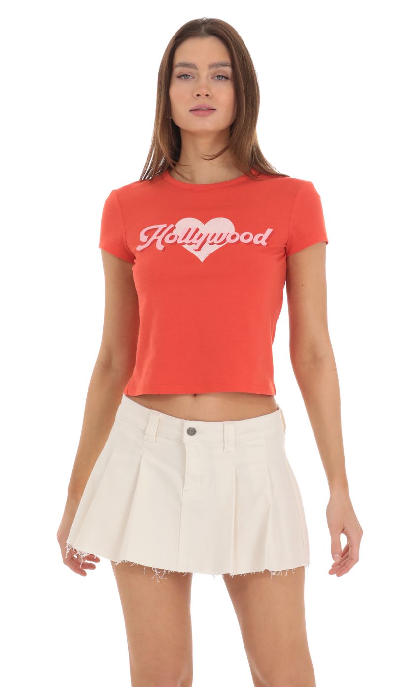 Hollywood Graphic T Shirt in Red