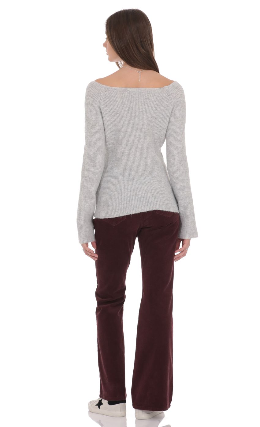 Knit Keyhole Jumper in Light Grey