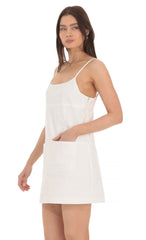 Front Pocket Dress in White
