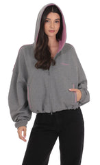Two Toned Cropped Hoodie in Grey