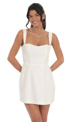 Jacquard Corset A Line Dress in White