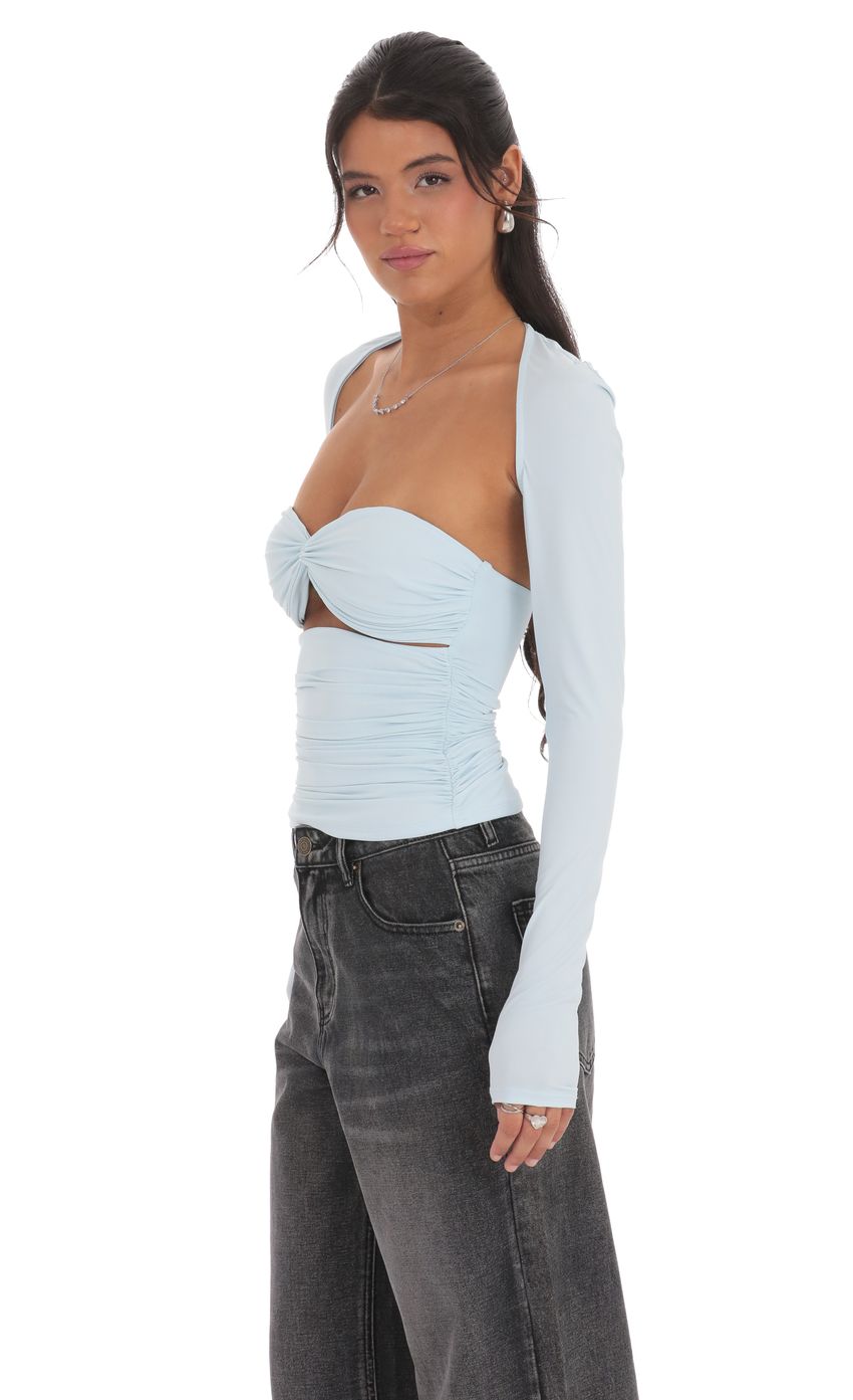 Two Piece Cutout Top in Light Blue