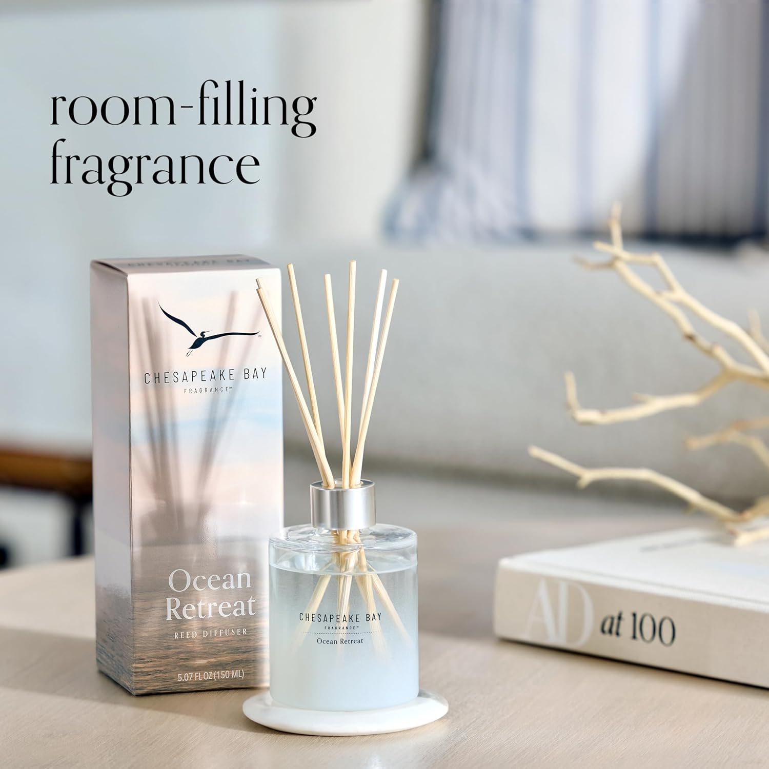 Reed Diffuser 57oz Ocean Retreat Scent Mood Evoking Sea Glass Inspired Jar Room Filling Fragrance Made with Essential Oils Coastal Fragrance for Home Décor or Gifting