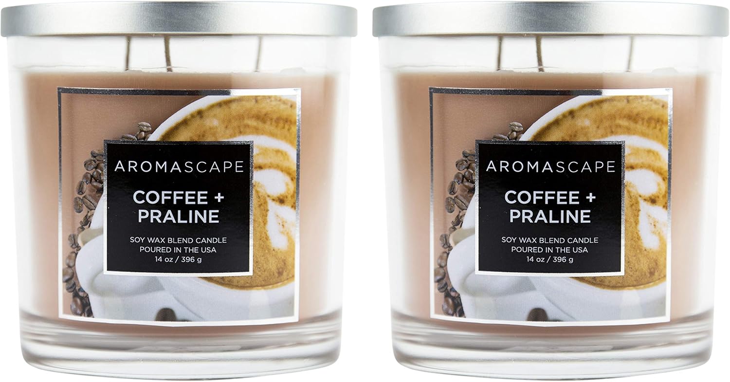 Aromascape 3 Wick Scented Jar Candle Coffee Praline 2 Pack