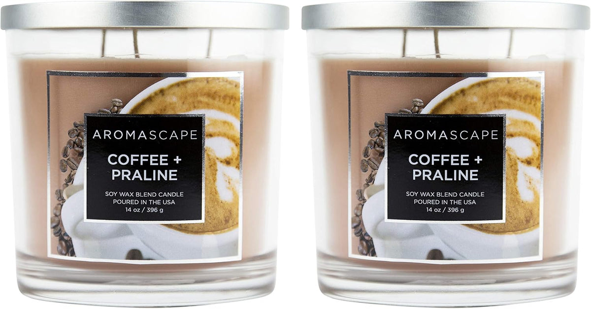 Aromascape 3 Wick Scented Jar Candle Coffee Praline 2 Pack