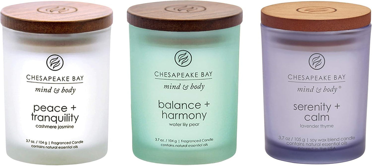 Candle Peace Tranquility Balance Harmony Serenity Calm Scented Candle Gift Set Small Jar 3 Pack Assorted