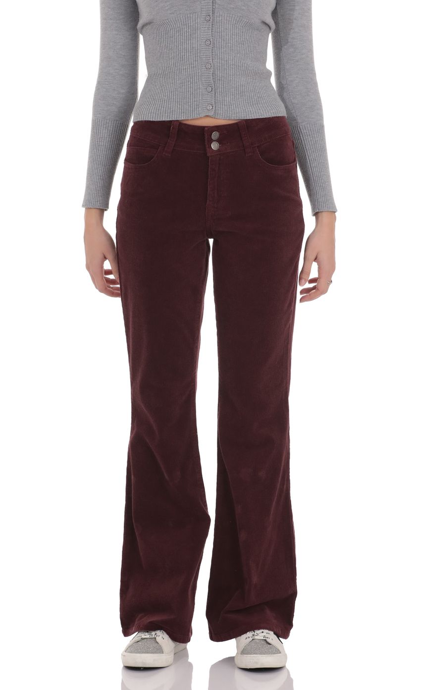Corduroy Flare Jeans in Burgundy