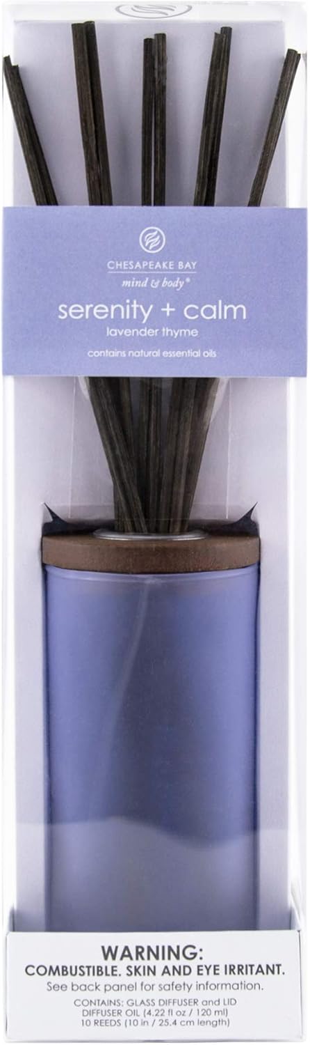 Candle Reed Diffuser Serenity Calm Lavender Thyme Gray Black