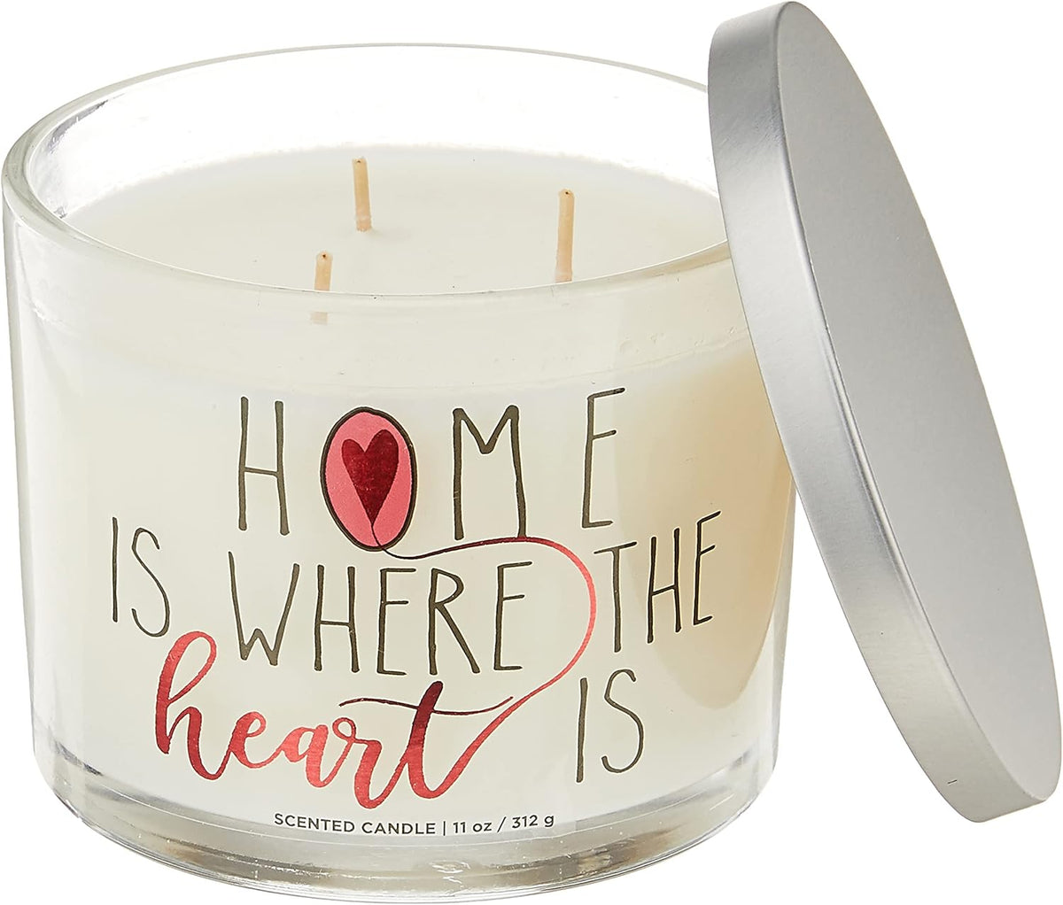 Aromascape PT41417 Home is Where the Heart Is 3 Wick Scented Candle Brown Sugar Pecan Cinnamon Bark and Nutmeg 11 Ounce White