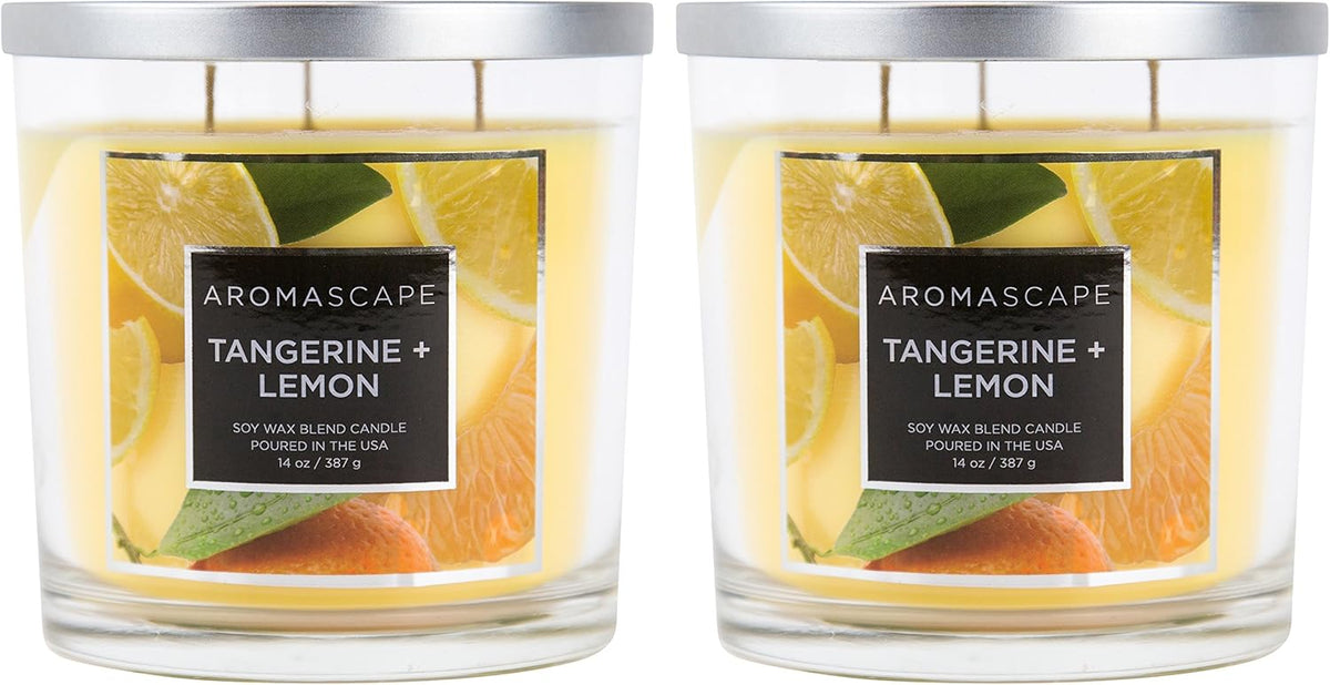 Aromascape 3 Wick Scented Jar Candle Tangerine and Lemon 2 Count