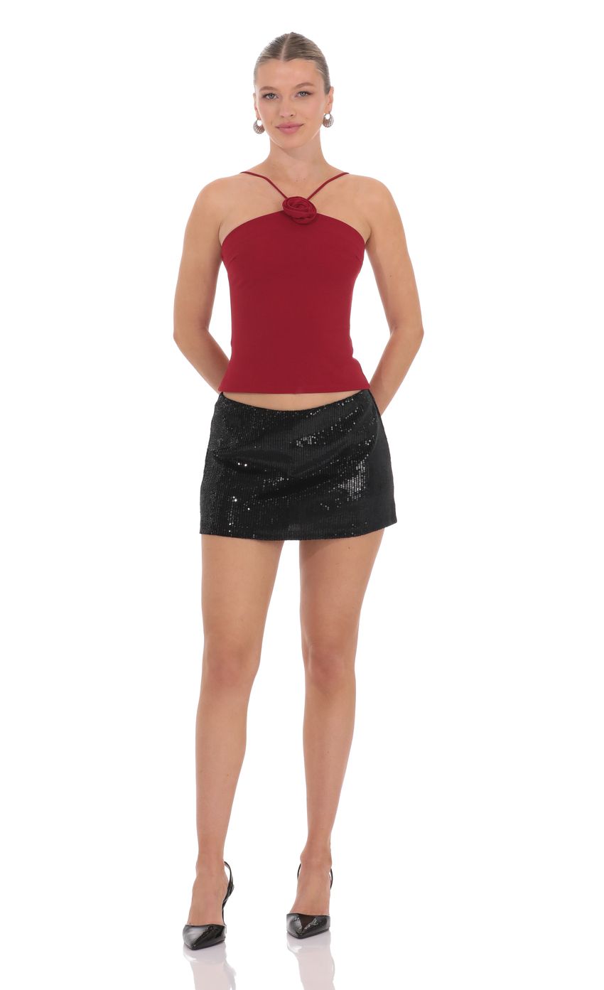 Sequin Mini Skort in Black