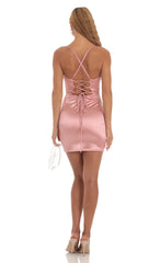 Satin Corset Dress in Pink