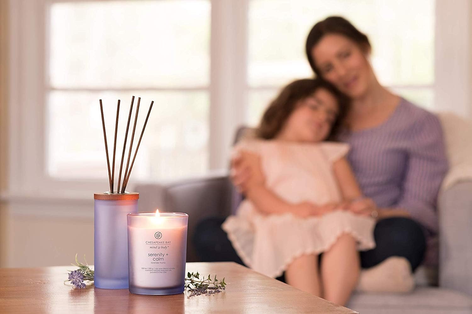 Candle Scented Candles Serenity Calm Lavender Thyme Medium Jar 2 Pack Perfect for Home Décor and Gifting