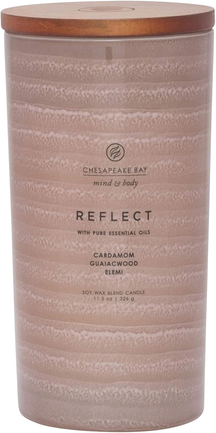 Candle Mind Body Serenity Scented Candle Reflect with Pure Essential Oils Cardamom Guaiacwood Elemi Large