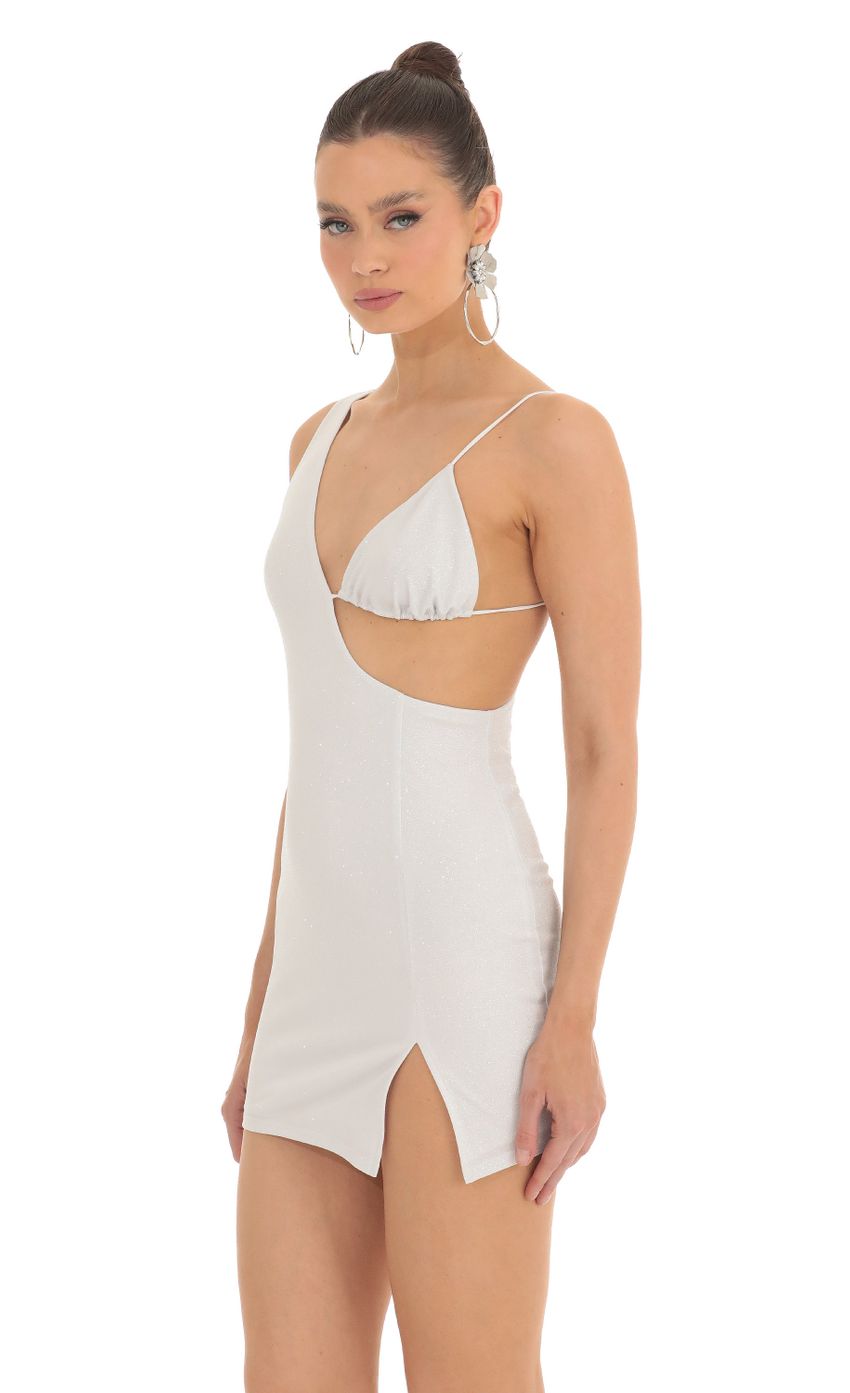 Shimmer Bust Cutout Dress in White