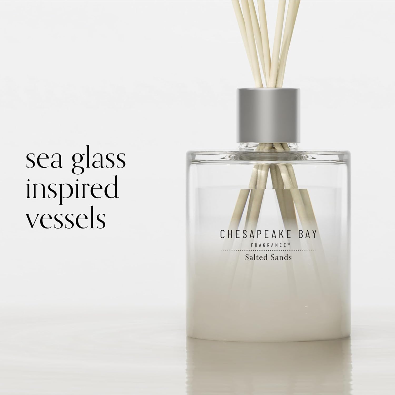 Reed Diffuser 57oz Salted Sands Scent Mood Evoking Sea Glass Inspired Jar Room Filling Fragrance Made with Essential Oils Coastal Fragrance for Home Décor or Gifting