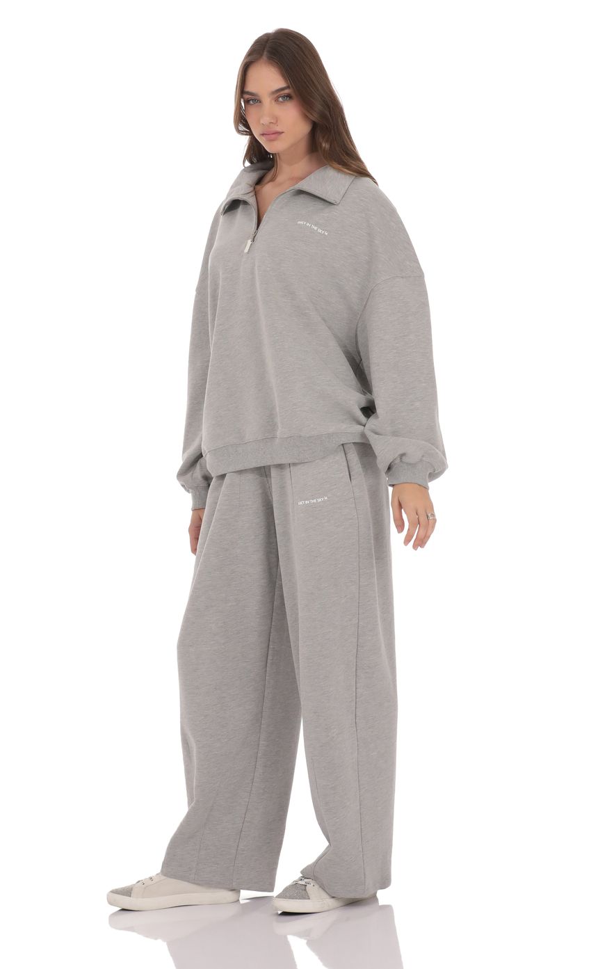 Darted Barrel Fleece Sweatpants in Grey