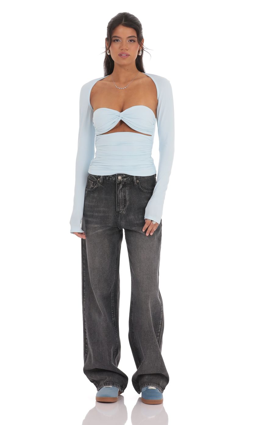 Two Piece Cutout Top in Light Blue