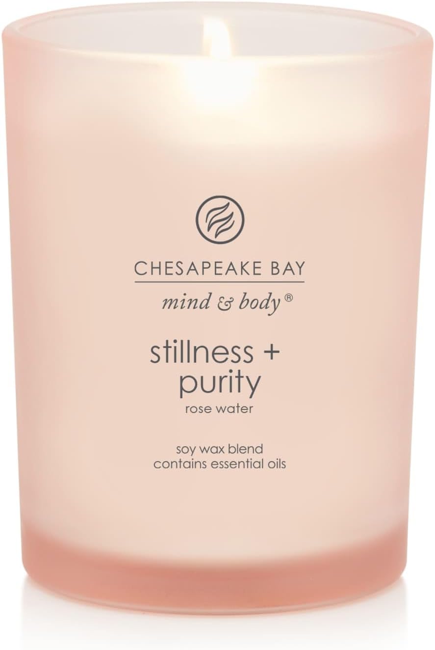 Candle Scented Candle Stillness Purity Rose Water Medium Jar 8 Ounce Home Décor