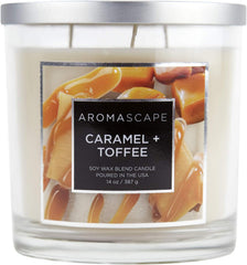 Aromascape PT40993 3 Wick Scented Jar Candle Caramel Toffee 14 Ounce