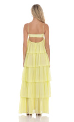 Ruffle Front Tie Maxi Dress in Yellow