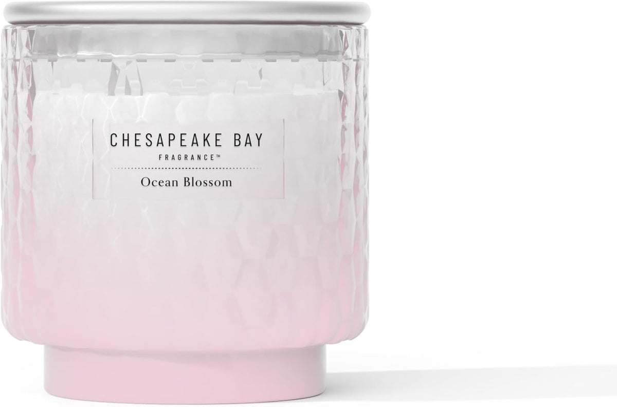 11oz Ocean Blossom Scented Candle Mood Evoking Fragrance Textured Sea Glass Inspired Jar Premium Soy Blend Wax with Essential Oils Coastal Fragrance for Home Décor or Gifting