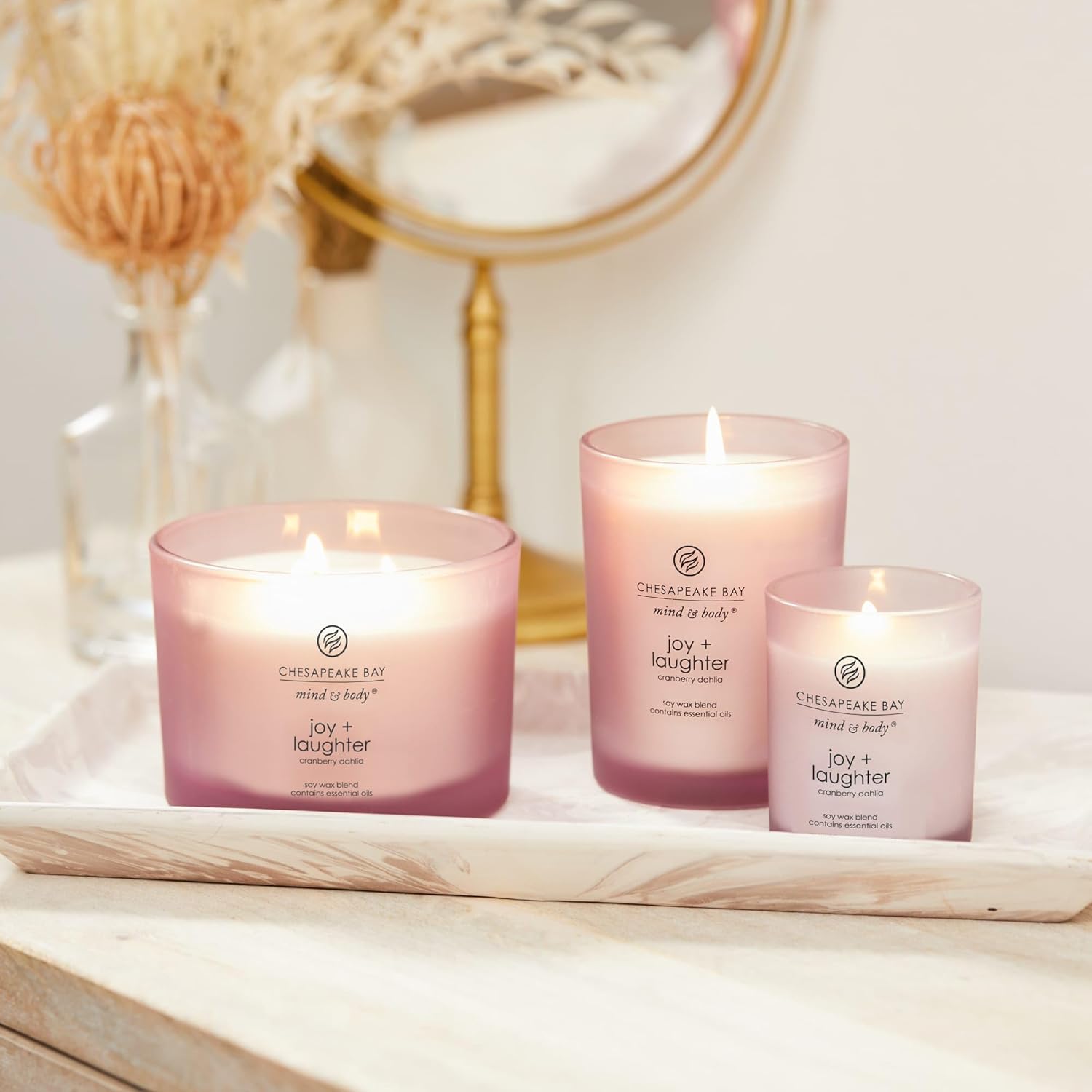 Candle Scented Candle Joy Laughter Cranberry Dahlia Medium Home Décor