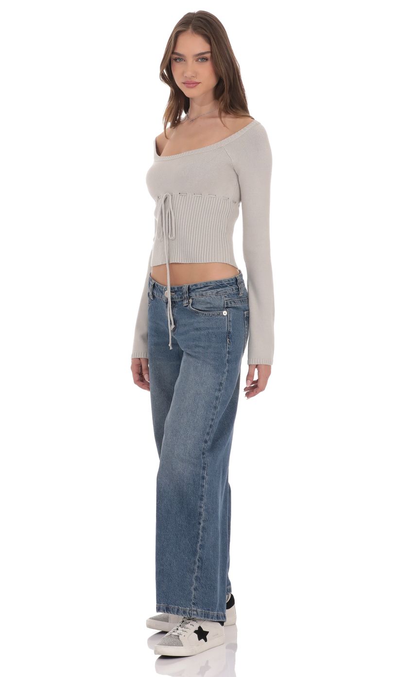 Low Rise Wide Leg Jeans in Blue
