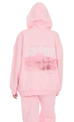 Los Angeles Print Hoodie in Pink