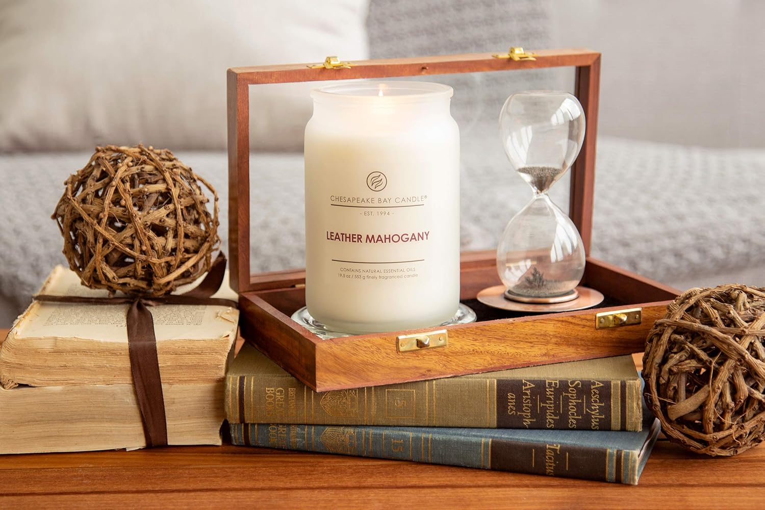 Candle Scented Candle Leather Mahogany Small