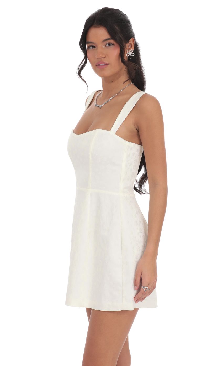 Jacquard Corset A Line Dress in White