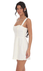 Jacquard Corset A Line Dress in White