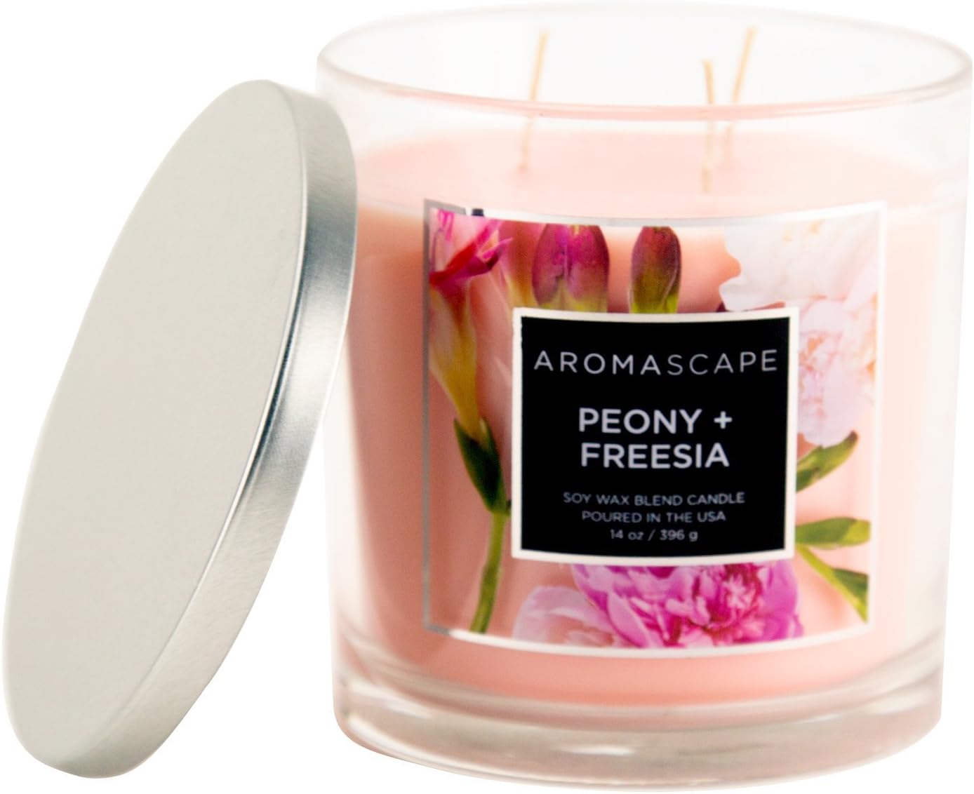 Aromascape PT40501 2 3 Wick Scented Jar Candle Peony and Freesia 2 Count